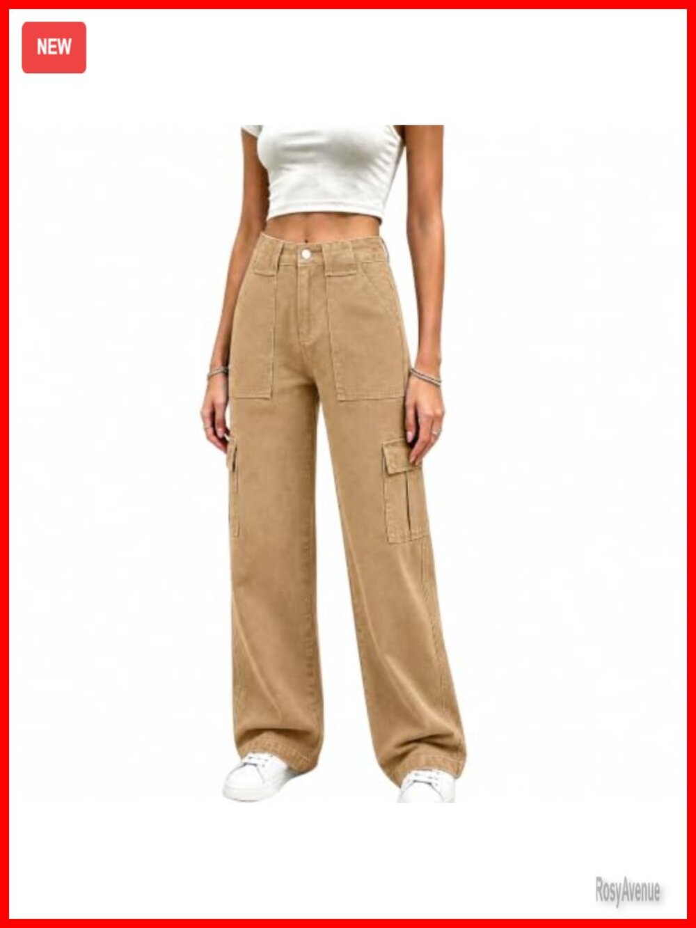 High Waist Wide Leg Cargo Jeans Loose Boyfriend Denim Pants